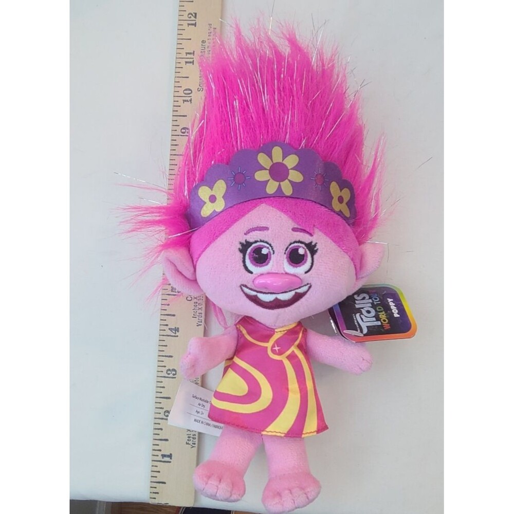 Poppy Plush Stuffed Animal Trolls World Tour 8" NWT Pink Dress Harmony Music - Picture 10 of 10